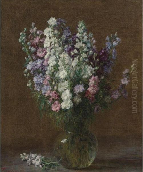 Pieds D'alouette Oil Painting by Ignace Henri Jean Fantin-Latour