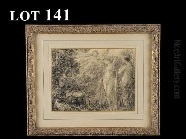 Paris Et Les Trois Graces Oil Painting by Ignace Henri Jean Fantin-Latour