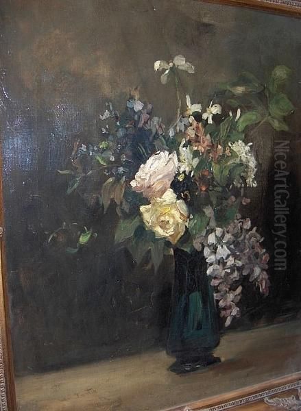 Still Life Of Flowers In A Vase Oil Painting by Ignace Henri Jean Fantin-Latour