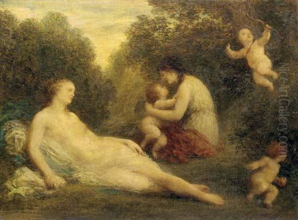 Venus Et Les Amours Oil Painting by Ignace Henri Jean Fantin-Latour