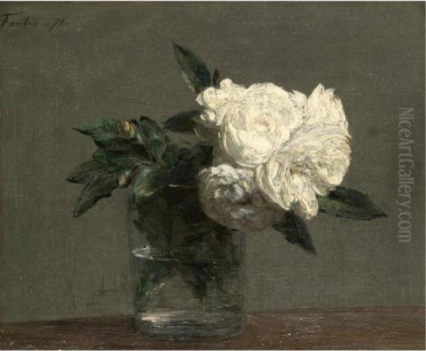 Roses Oil Painting by Ignace Henri Jean Fantin-Latour