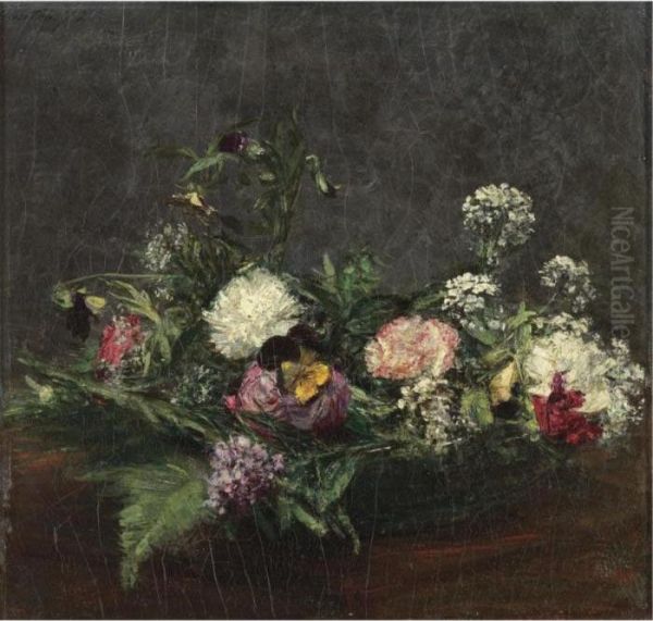 Fleurs Oil Painting by Ignace Henri Jean Fantin-Latour