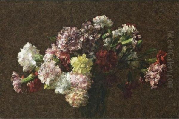 Oeillets Oil Painting by Ignace Henri Jean Fantin-Latour