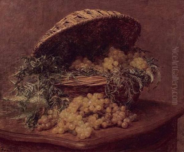 Raisins Blancs Et Fougeres Oil Painting by Ignace Henri Jean Fantin-Latour