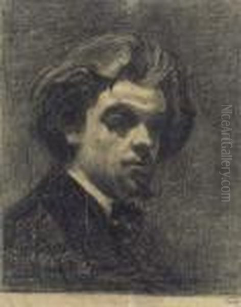 Autoportrait Vers 1860 Oil Painting by Ignace Henri Jean Fantin-Latour