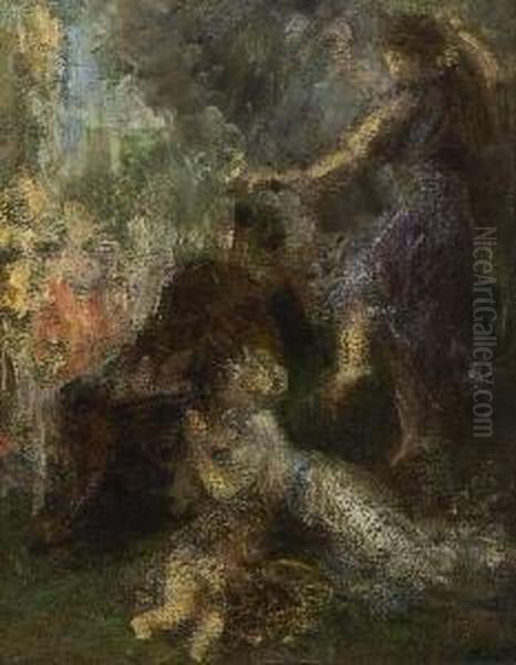 Der Dichter Mit Seinem Genius. Oil Painting by Ignace Henri Jean Fantin-Latour