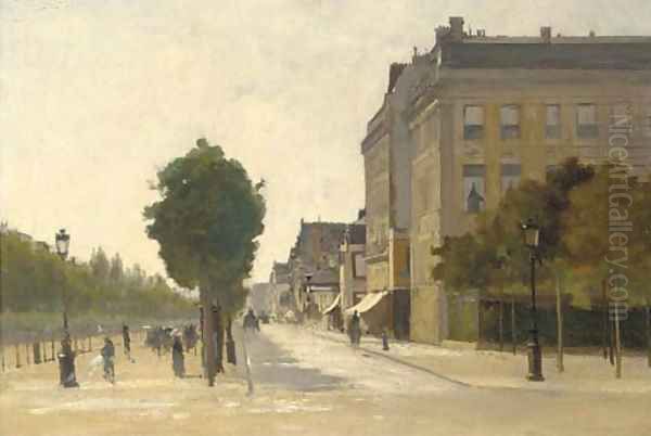 A Parisian boulevard Oil Painting by Luigi Loir