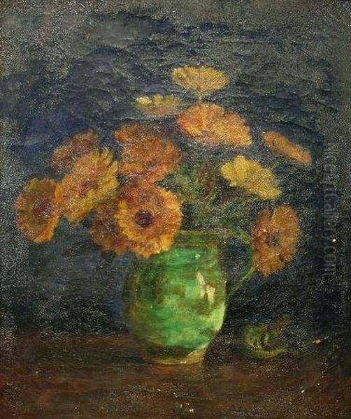 Floral Still Life With A Lizard Oil Painting by Ignace Henri Jean Fantin-Latour