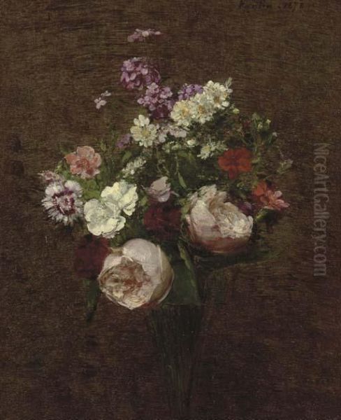 Vase De Fleurs Oil Painting by Ignace Henri Jean Fantin-Latour