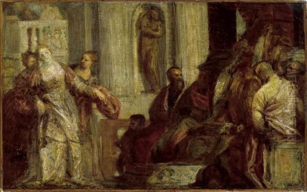 L'evanouissement D'esther Devant Assuerus, D'apres Veronese. Oil Painting by Ignace Henri Jean Fantin-Latour