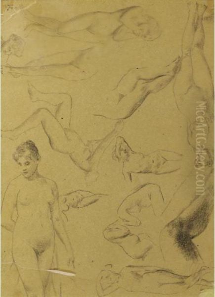 Studies Of Nudes Oil Painting by Ignace Henri Jean Fantin-Latour