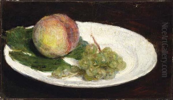 Peche Et Raisin Blanc Oil Painting by Ignace Henri Jean Fantin-Latour