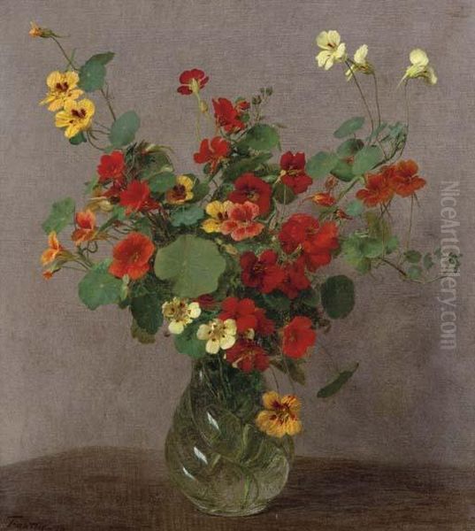 Capucines Oil Painting by Ignace Henri Jean Fantin-Latour