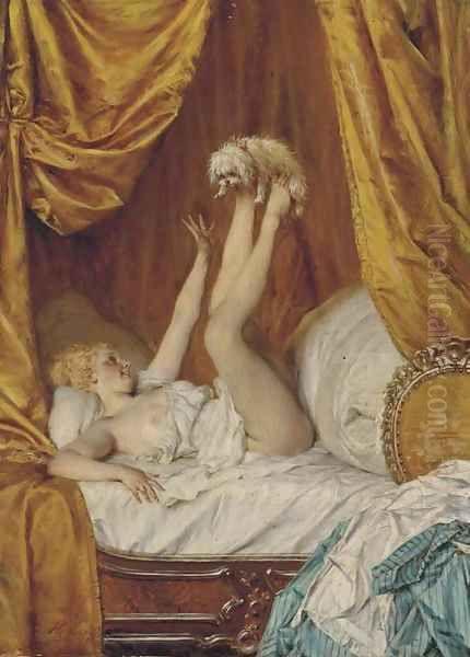 A precarious game Oil Painting by Heinrich Lossow