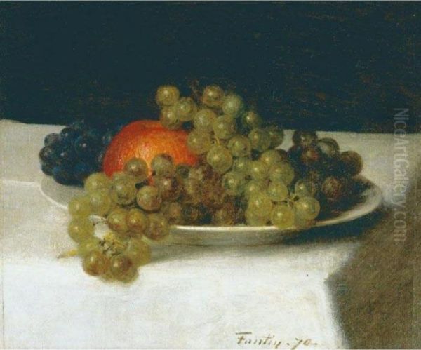 Pommes Et Raisins Oil Painting by Ignace Henri Jean Fantin-Latour