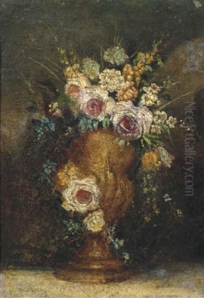 Flowers In A Vase Oil Painting by Ignace Henri Jean Fantin-Latour