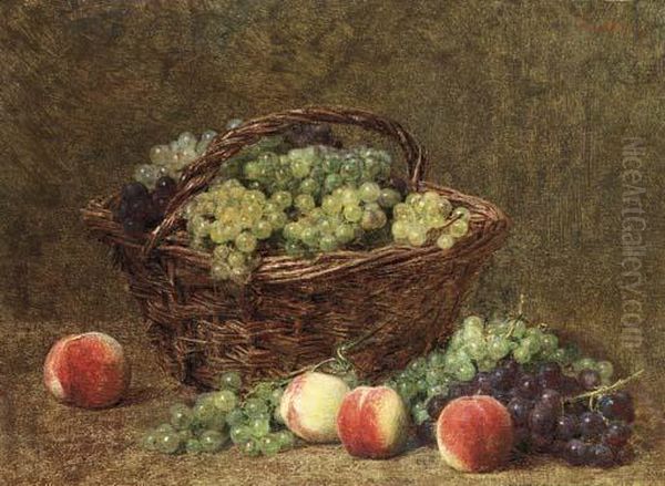 Panier De Raisins Blancs Et De Peches Oil Painting by Ignace Henri Jean Fantin-Latour