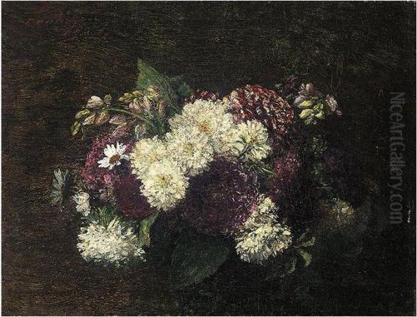 Chrysanthemes Et Fleurs Diverses Oil Painting by Ignace Henri Jean Fantin-Latour