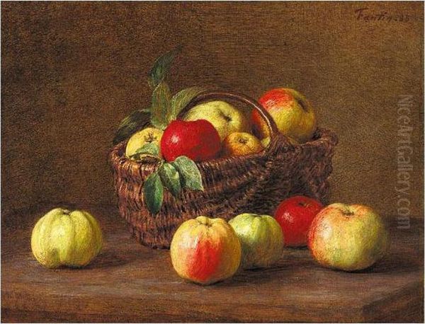 Pommes Dans Un Panier Et Sur La Table Oil Painting by Ignace Henri Jean Fantin-Latour