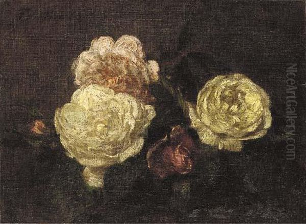 Fleurs, Roses Oil Painting by Ignace Henri Jean Fantin-Latour