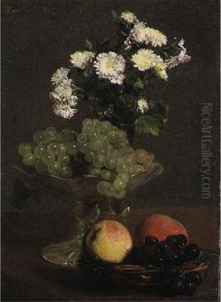 Nature Morte, Fleurs Et Fruits Oil Painting by Ignace Henri Jean Fantin-Latour