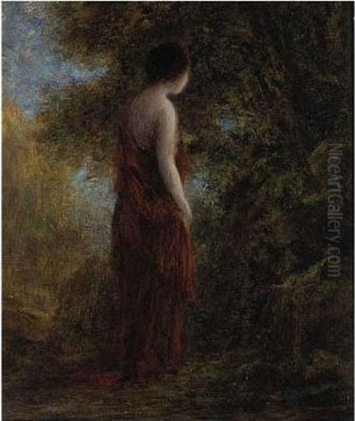 Standing Woman In A Forest Clearing Oil Painting by Ignace Henri Jean Fantin-Latour