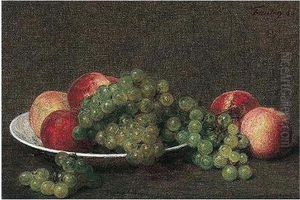 Paeches Et Raisins Oil Painting by Ignace Henri Jean Fantin-Latour