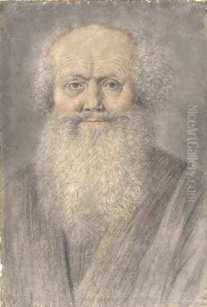 A bearded man, bust-length Oil Painting by Nicolas Lagneau