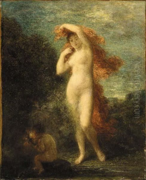 Venus Et L'amour Oil Painting by Ignace Henri Jean Fantin-Latour