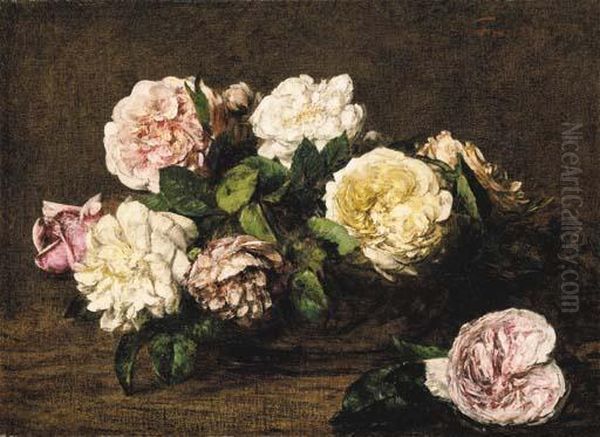 Fleurs, Roses Oil Painting by Ignace Henri Jean Fantin-Latour