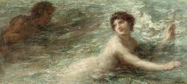 Naiade Poursuivie Par Un Triton Oil Painting by Ignace Henri Jean Fantin-Latour