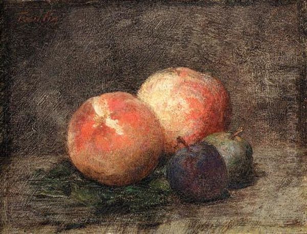 Pches Et Prunes Oil Painting by Ignace Henri Jean Fantin-Latour