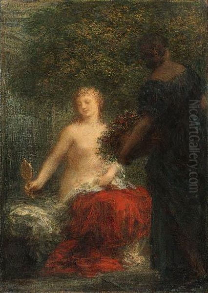 Femme Sa Toilette Oil Painting by Ignace Henri Jean Fantin-Latour