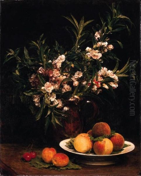 Nature Morte Oil Painting by Ignace Henri Jean Fantin-Latour