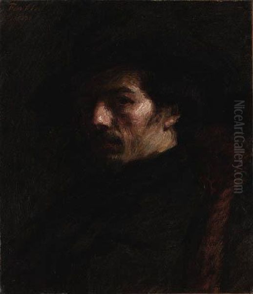 Portrait D'alphonse Legros (portrait Of Alphonse Legros) Oil Painting by Ignace Henri Jean Fantin-Latour