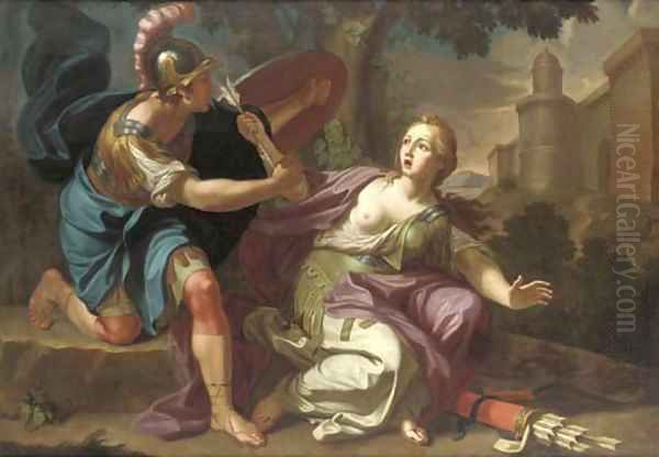 Armida restrained by Rinaldo Oil Painting by Gaetano Lapis