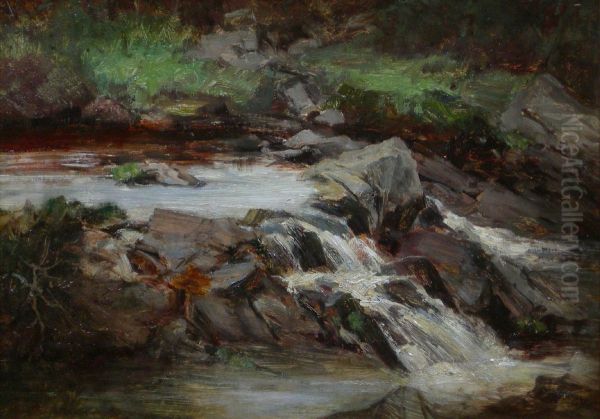 The Lornty Burn Blairgowrie (rocky River Study) Oil Painting by David Farquharson