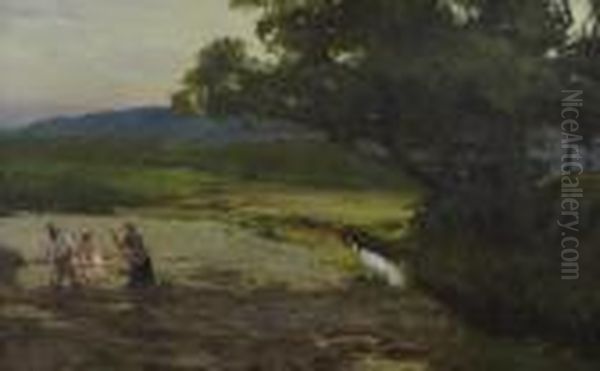 Meadow Scene Oil Painting by David Farquharson