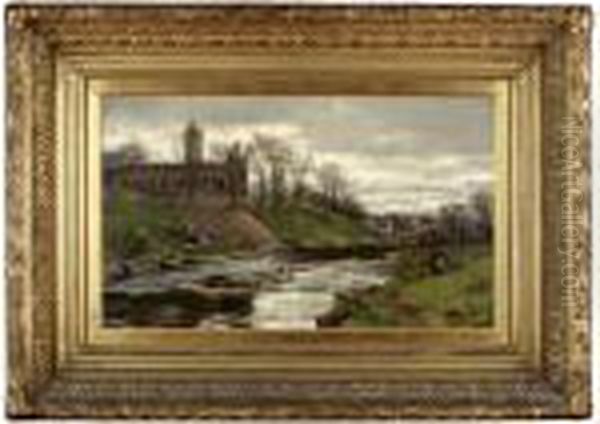 Dunblane Cathedral From The River Oil Painting by David Farquharson