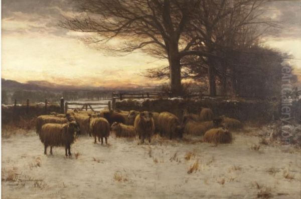 Winter Sunset Oil Painting by David Farquharson