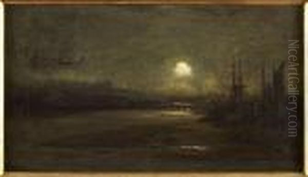 Inverness By Moonlight Oil Painting by David Farquharson