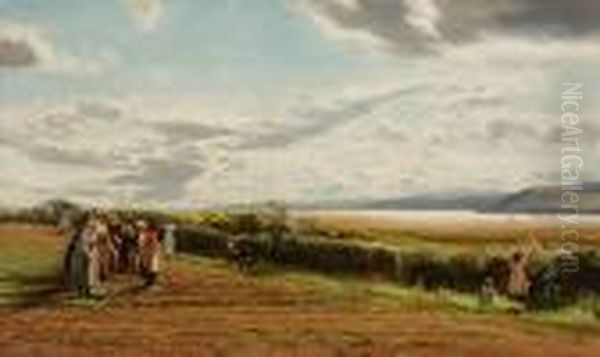 Turnip Turning At Newburgh Oil Painting by David Farquharson