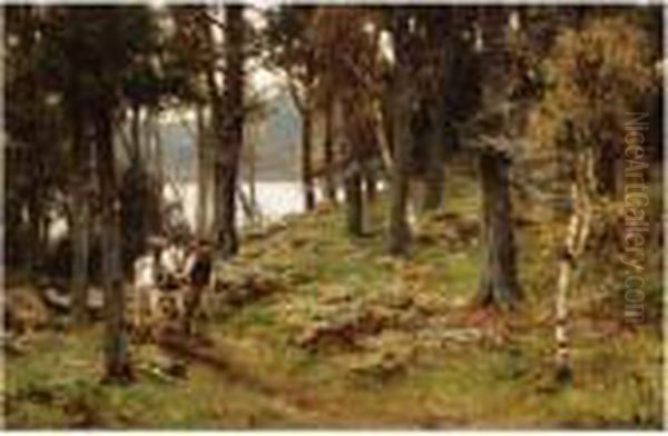 The Woodman's Return Oil Painting by David Farquharson