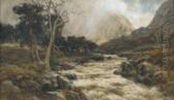 A Rushing Stream Oil Painting by David Farquharson