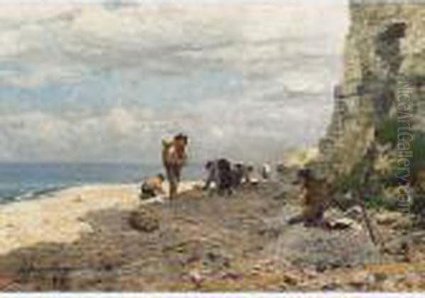 Mussell Gatherers Oil Painting by David Farquharson