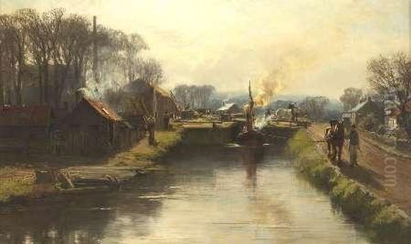 On The Towpath Oil Painting by David Farquharson