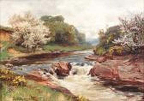 Blossom By The River Oil Painting by David Farquharson