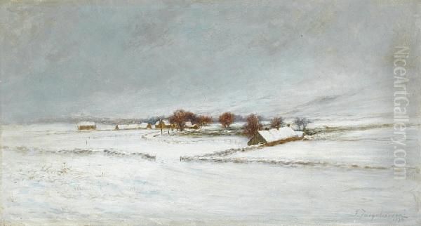 An Aberdeenshire Farm Under Snow Oil Painting by Joseph Farquharson