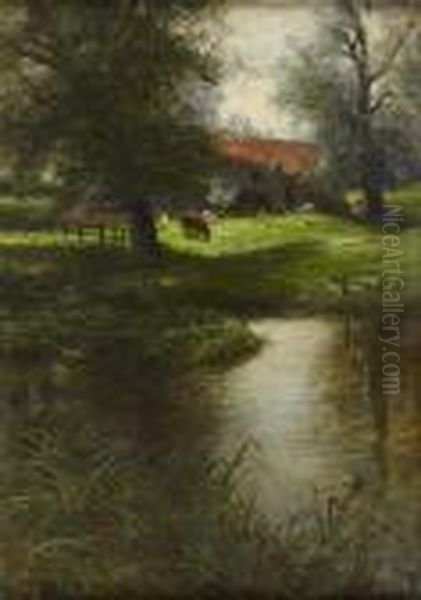 On The River-bank Oil Painting by Joseph Farquharson