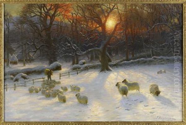 Beneath The Snow Encumbered Branches Oil Painting by Joseph Farquharson